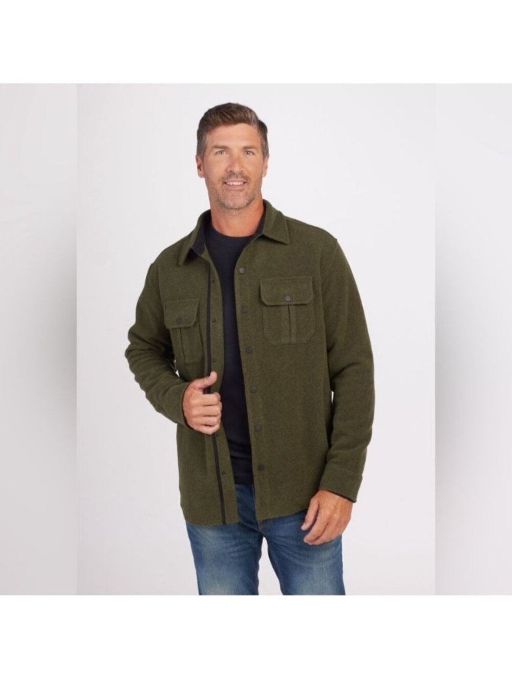 WoolX Wilder Men's Jacket Shacket, Olive Green, Size Large